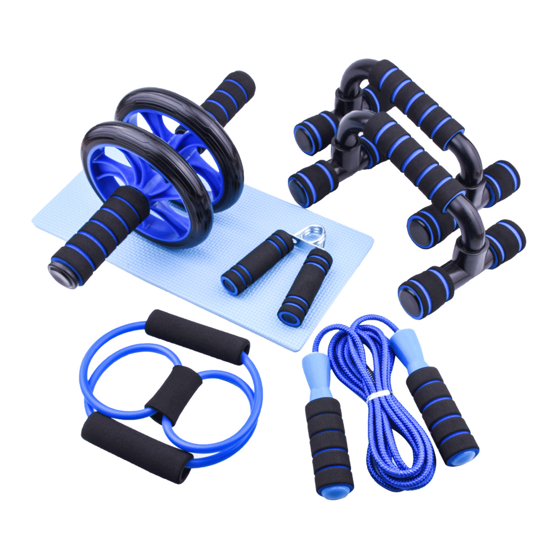 Push-up bracket abdominal wheel 7-piece set suit multi-function trainer small indoor home fitness suit