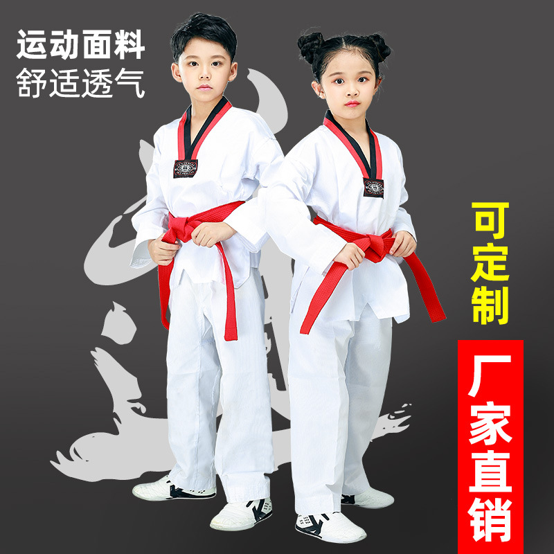 Одежда для тхэквондо для детей и взрослых, длинные и короткие рукава, хлопковая, летняя и осенняя, одежда для начинающих, брюки по тхэквондо