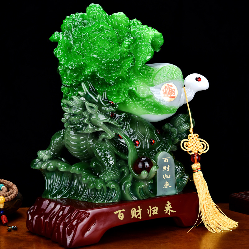 Baicai Return Jade Cabbage Dragon Turtle Decoration Creative Home Living Room Entrance Decoration Office Opening Housewarming Crafts