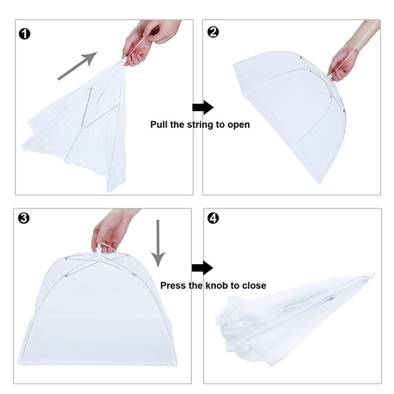 White Picnic Mesh Food Cover Foldable Vegetable Washing Cover Folding Cover Large Size Table Cover Dust Cover Vegetable Cover