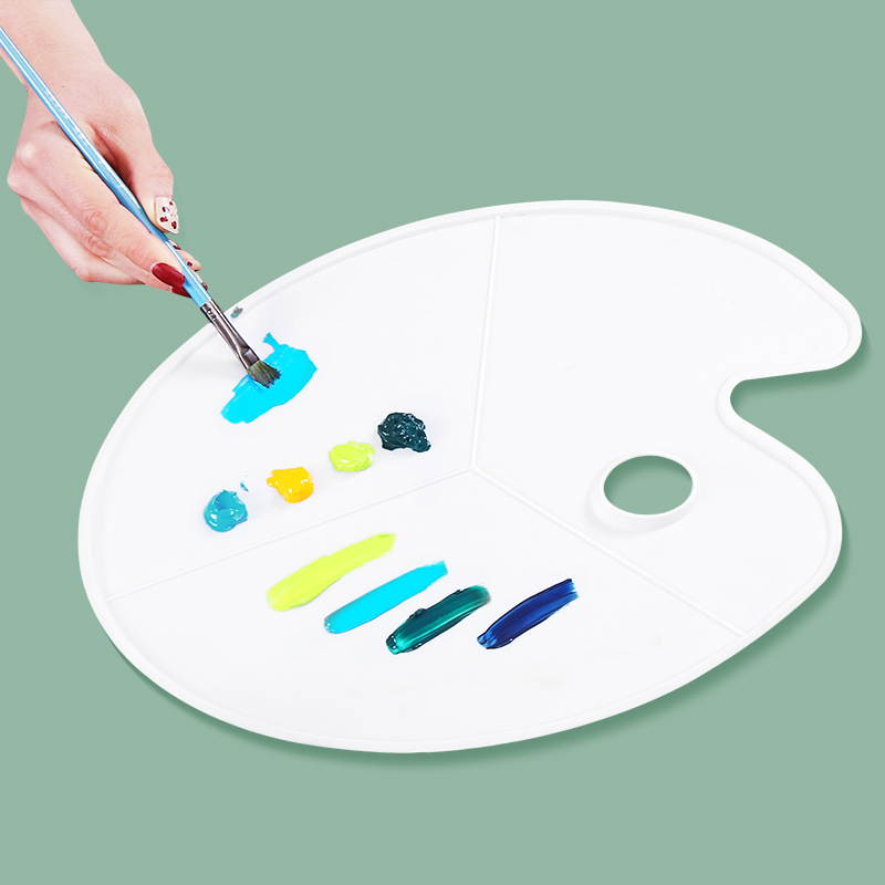 Plastic Plum Shape Palette Hand-painted Watercolor Gouache Pigment Painting Fine Arts Palette Dish Oval Palette