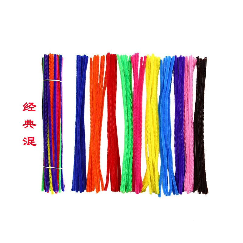 Mixed Color Hair Root DIY Materials Kidsren's Educational Toys Tops Velvet Strips Kindergarten Handmade Twist Stick Bouquet Wholesale