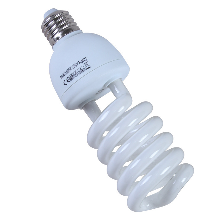 45W photography bulb 5500K tricolor studio softbox E27 screw mouth energy-saving bulb factory wholesale
