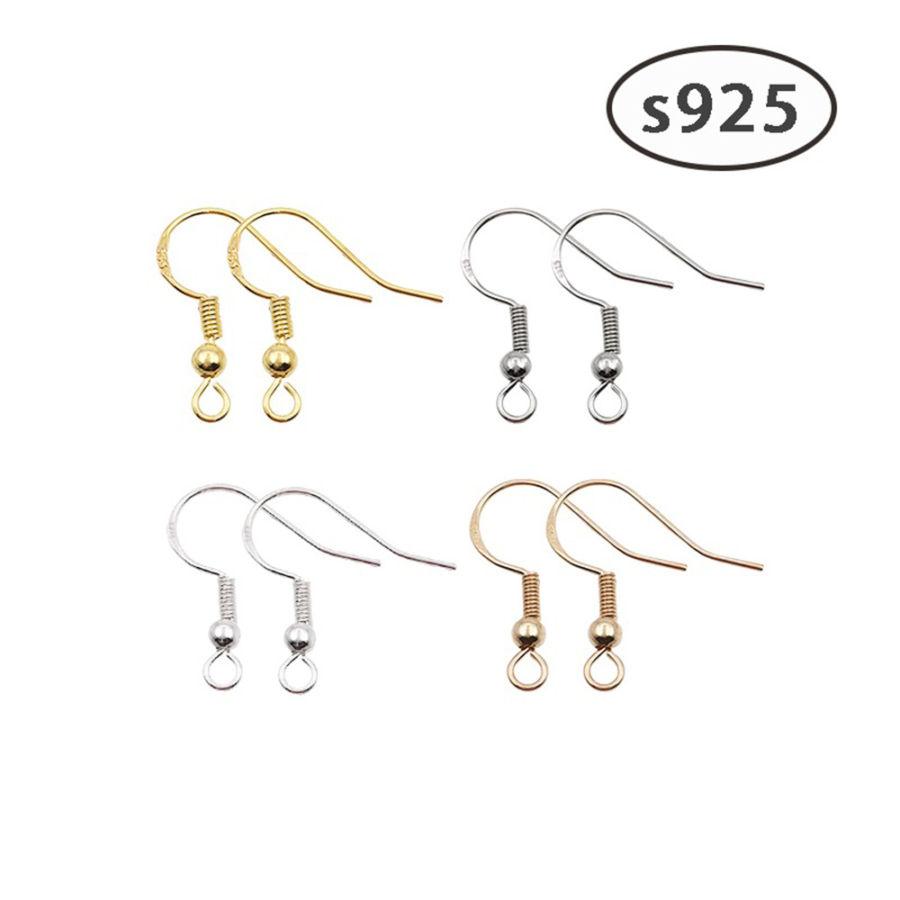 Engraved S925 Silver Ear Hook Earring Accessories 1 Handmade DIY Jewelry Material Package DIY Semi-Finished Products Wholesale