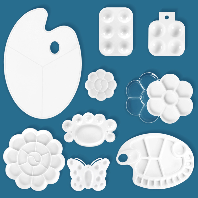 Пластиковая палитра в форме сливы, ручная акварель, гуашь, пигмент, живопись, палитра для изобразительного искусства, овальная палитра