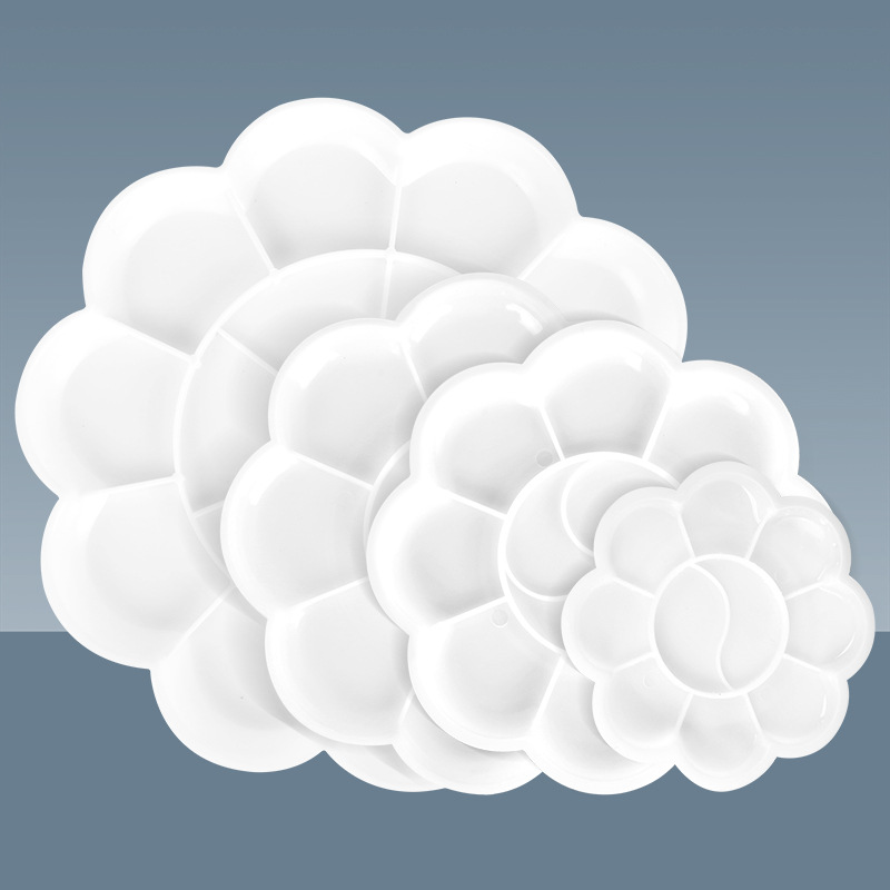 Plastic Plum Shape Palette Hand-painted Watercolor Gouache Pigment Painting Fine Arts Palette Dish Oval Palette