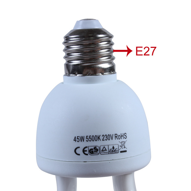 45W photography bulb 5500K tricolor studio softbox E27 screw mouth energy-saving bulb factory wholesale