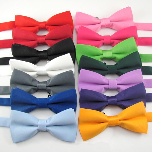 Delivery in stock wholesale double-layer bow tie men's business formal wear bow tie solid color satin Korean style bow Shengzhou factory