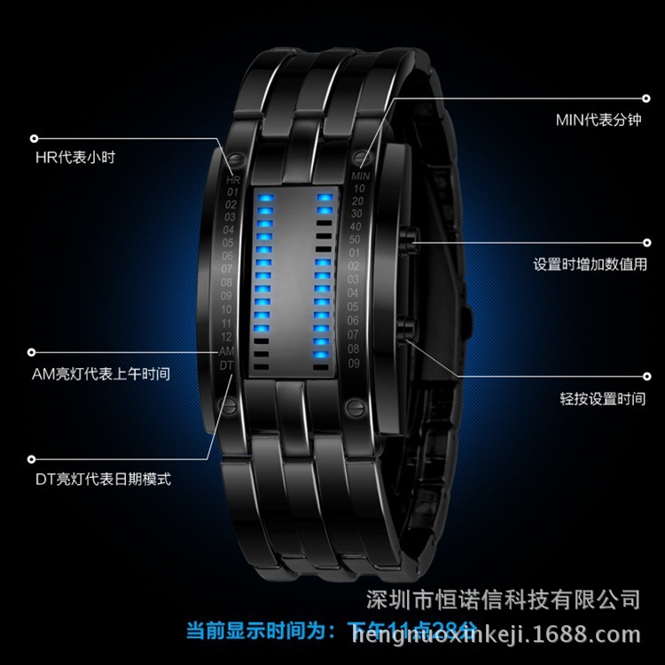 Фабричные оптовые бинарные LED электронные часы для студентов корейская мода двойные ряды огней влюбленных поколение волос