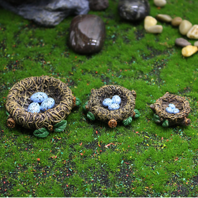 Bird resin foreign trade crafts cute simulation bird nest gardening bonsai decoration accessories bird egg micro landscape ornaments
