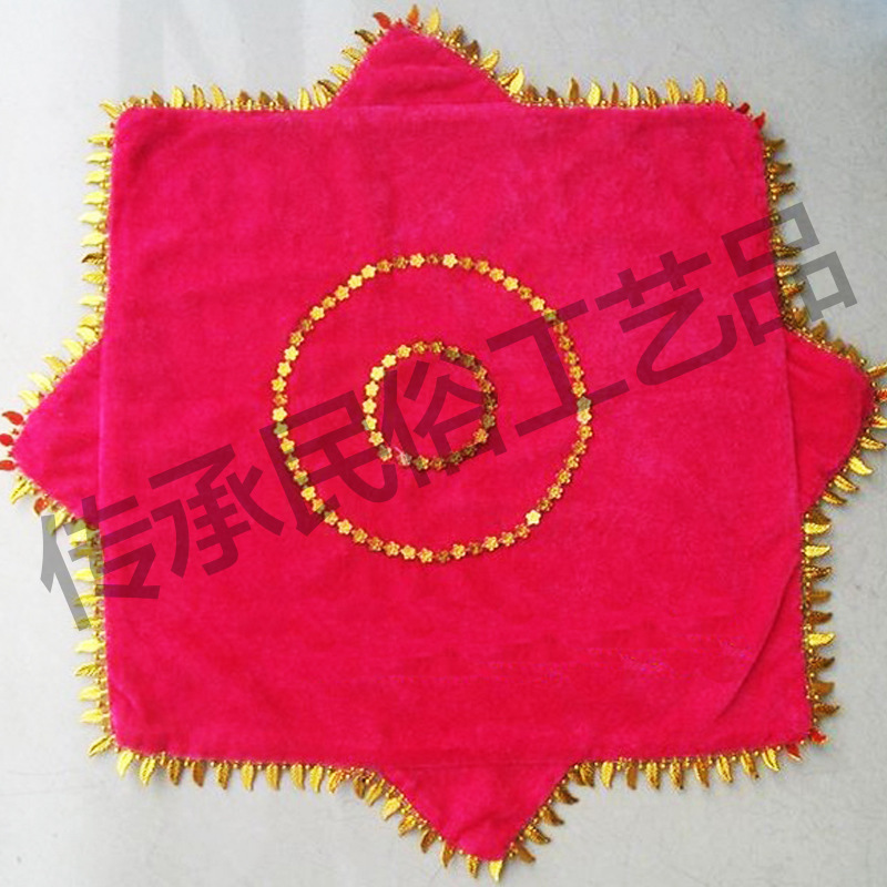 Medium-sized silk flower thin dance handkerchief two-person turn silk flower Yangko red handkerchief octagonal towel factory direct supply