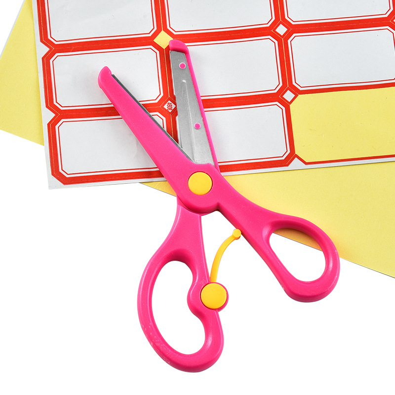 Children's Safety Scissors Paper-cut lace scissors children's cartoon anti-clip elastic plastic DIY non-scratch hand scissors