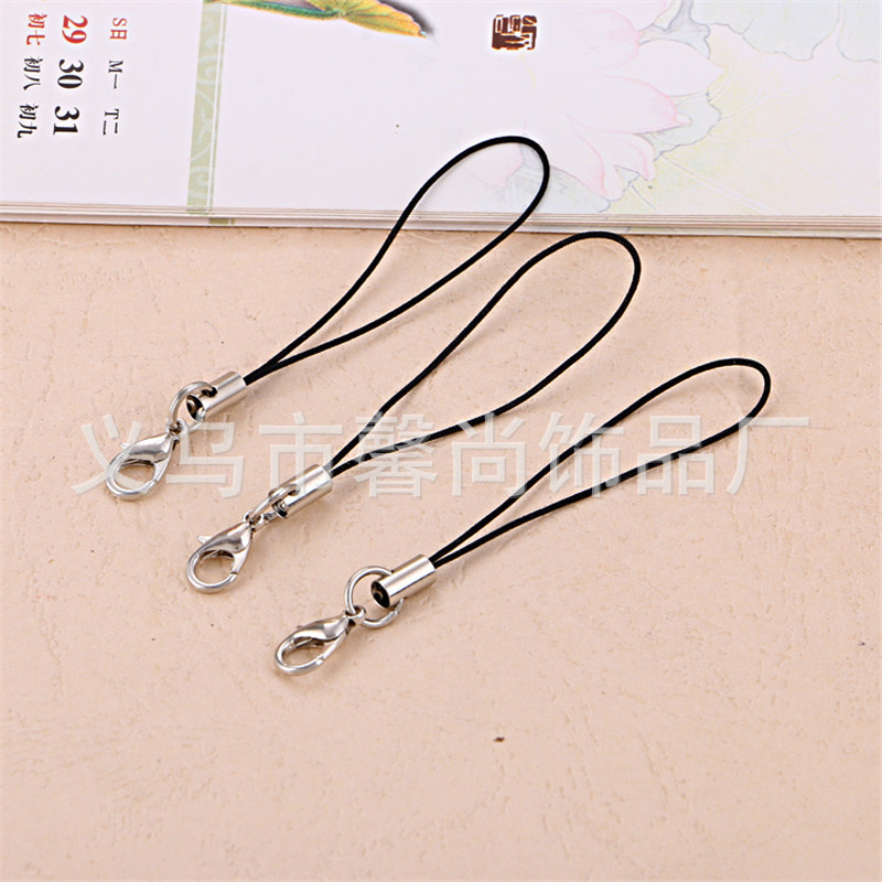 Alloy Lobster Clasp Mobile Phone Rope Black Mobile Phone Lanyard Key Chain Sling Mobile Phone Rope DIY Mobile Phone Chain Wholesale