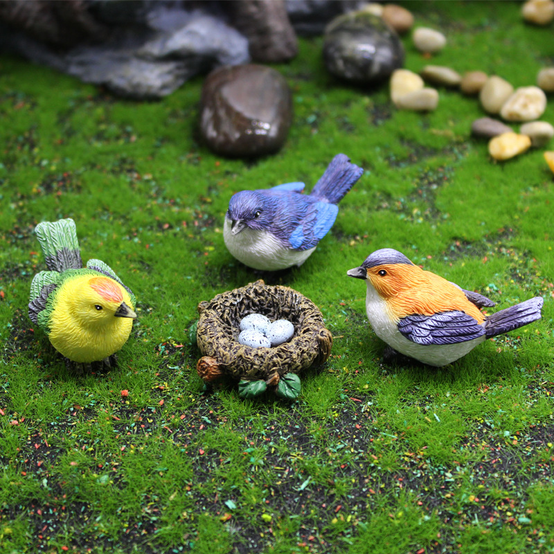 Bird resin foreign trade crafts cute simulation bird nest gardening bonsai decoration accessories bird egg micro landscape ornaments