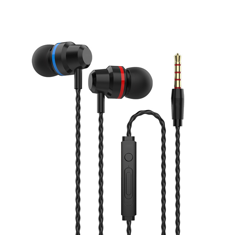 Factory Direct Sales Red and Blue Circle Heavy Bass Headphones Mobile Phone In-Ear Headset Wire Control with Microphone Stereo Android Universal