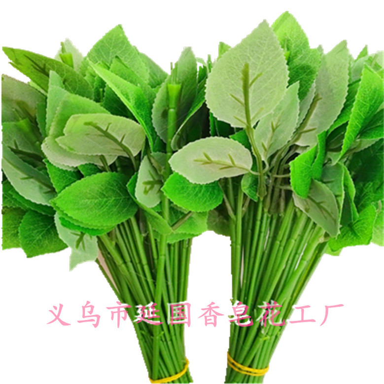 Bold Single Rose Artificial Flower Pole Silk Screen Leaf with Soap Flower Pole with Soap Flower Thick Packaging Material