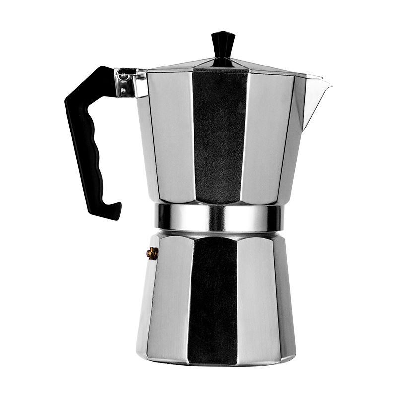 Amazon Cross-border Household Aluminum Moka Pot Italian Concentrated Extraction Pot All Copper Valve Office Small Octagonal Pot