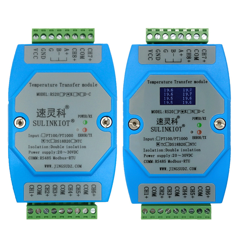 Thermocouple Temperature Transmitter Module Modbus-Rtu Protocol Rs485 Communication 8-Channel Temperature Collector