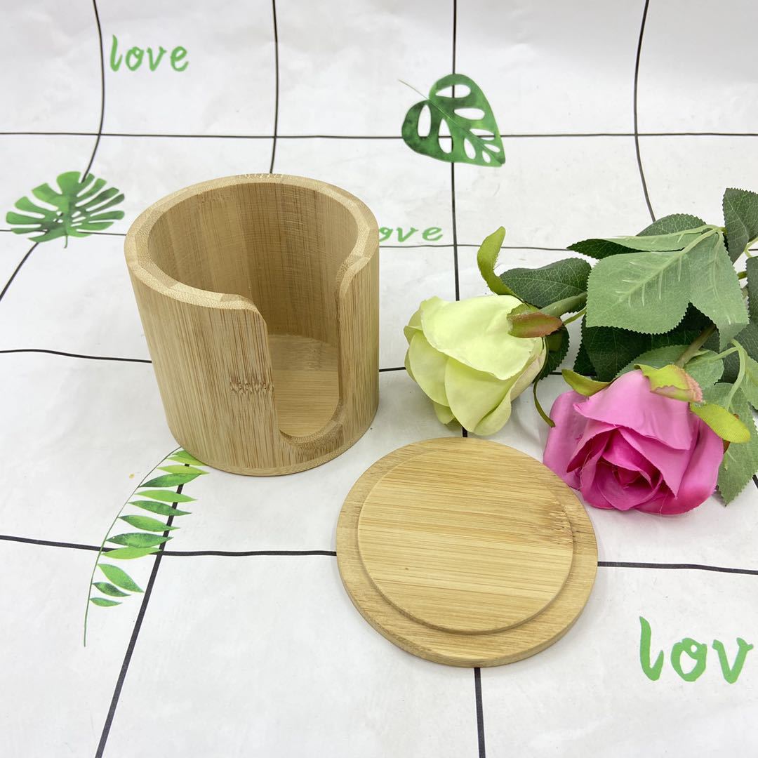 Amazon's Popular Bamboo Tea Bucket Makeup Remover Cotton Packaging Bamboo Tube, Bamboo Pen Holder Wood Product Storage