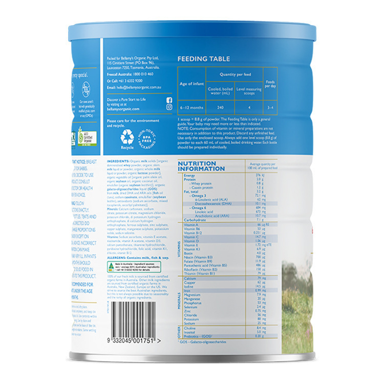 Australia imported bellamy's bellamy 1 stage infant milk powder 1 Stage 2 Stage 3 stage organic formula milk powder