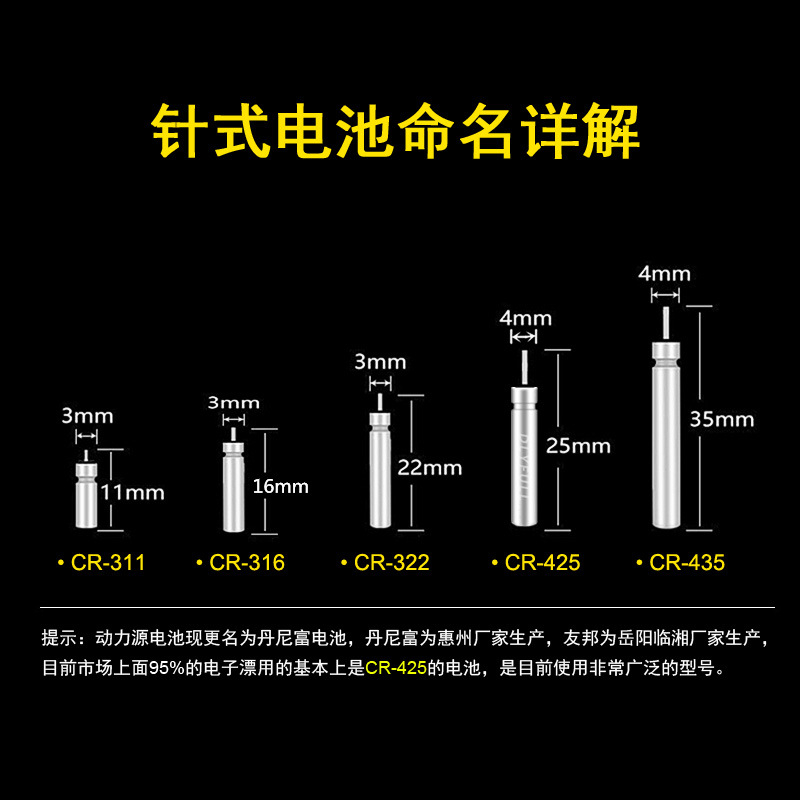Danny Fu general use cr425 electronic floating battery floating fish floating electronic lamp holder 322 luminous floating buoy battery