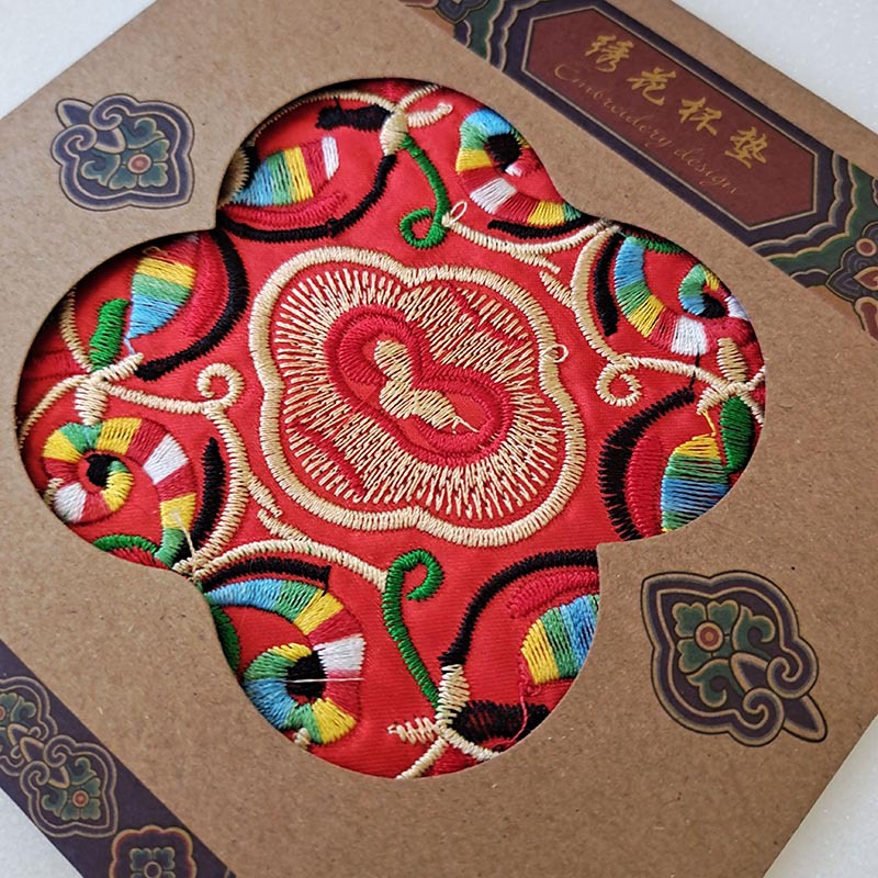 Manufacturer Wholesale Sale Chinese Style Embroidered Round Coasters Embroidery Crafts Overseas Gifts Tea Coasters Bowl Mats Insulation Pads