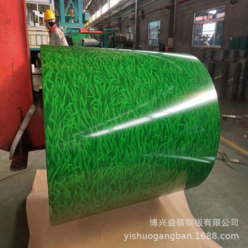 Color steel plate grass camouflage printing galvanized aluminum zinc Kaiping slitting slitting embossing profiled color steel coil