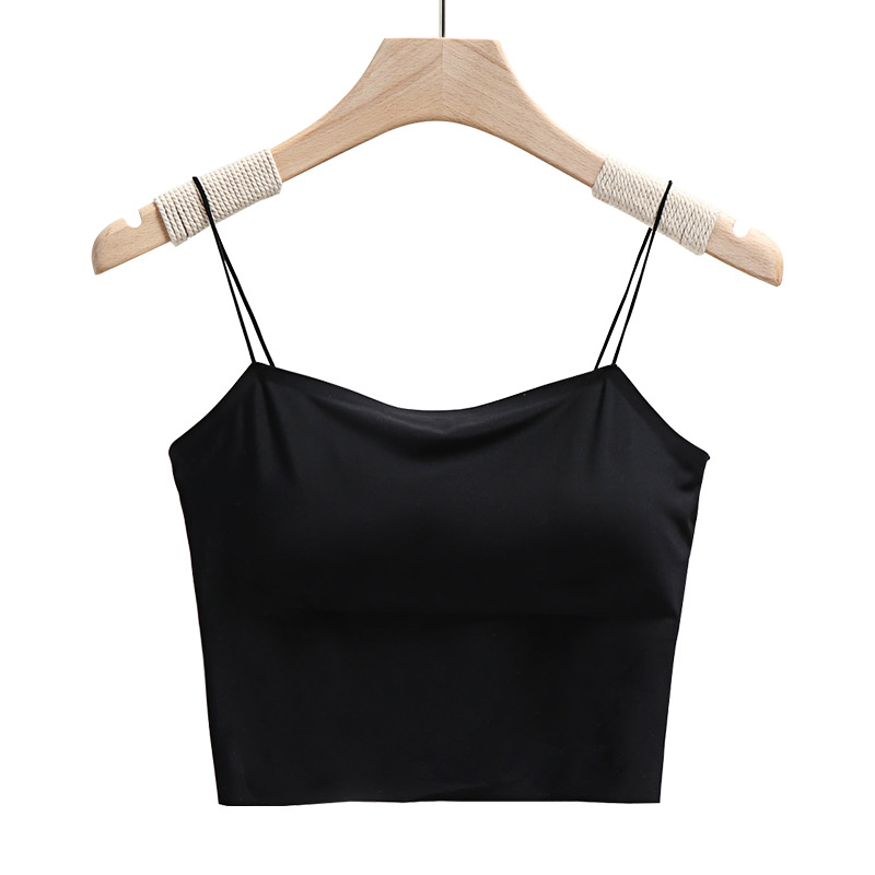 Ice Silk Inner Wear Beautiful Back Camisole Women's K-Style with Chest Pad Anti-Exposure Seamless Sports Bra Bottoming Chest Wrap Summer