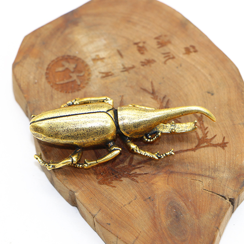 Brass Beetle Tea Ceremony Tea Pet Ornament Pure Copper Tianniu Paperweight Antique Copperware Crafts Unicorn Fairy Keychain