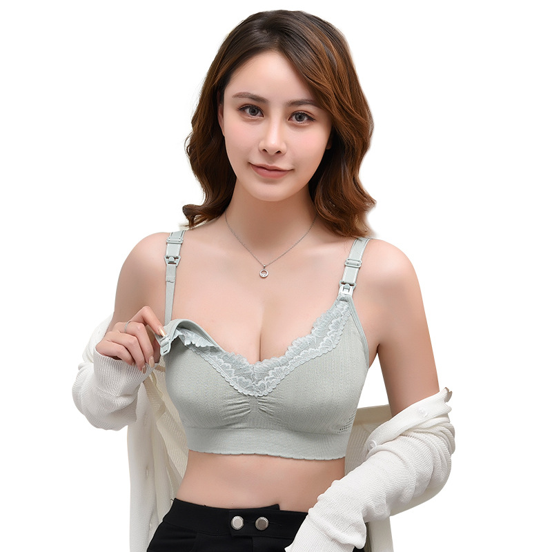 Pregnant Women's Non-rimmed Breastfeeding Underwear Pregnant Bra Front Open Button Push-up Anti-sagging Breathable Push-up Comfortable Bra