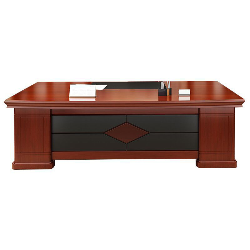 Office Furniture Paint Boss Desk Government Unit Solid Wood Leather Office Desk and Chair Combination New Chinese Manager Executive Desk