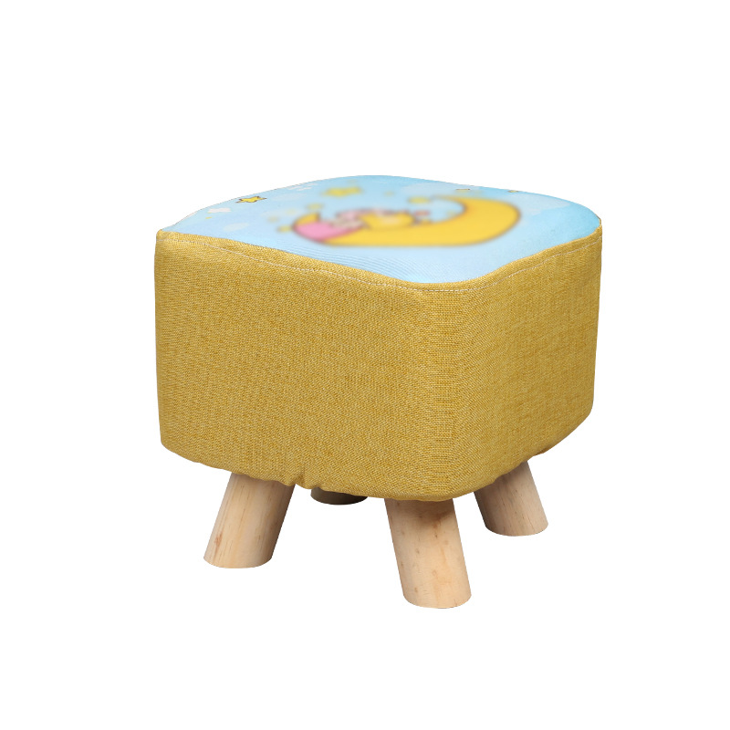 Manufacturer's Supply Small Stool Shoe-Changing Stool Small Bench Fabric Solid Wood Creative Children's Sofa Stool Advertising Storage Cartoon