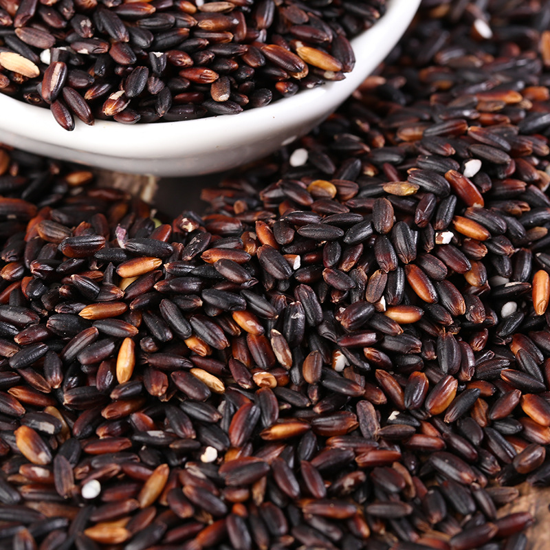 Supply of cooked blood glutinous rice, coarse cereals, soybean milk powder, grinding raw materials, low-temperature baking, cooked black glutinous rice in bulk