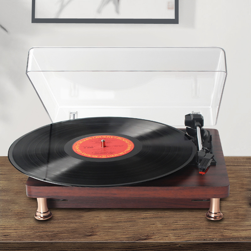 Black Rubber Record Machine Record Machine Phonograph Black Rubber Record Machine Speaker Cross-border E-Commerce Products Dust Cover Record Machine