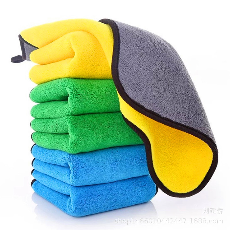 Полотенце для уборки из кораллового велюра, для мытья автомобилей, скатанное, утолщенное, водоабсорбирующее, не линяет, двухцветное двустороннее