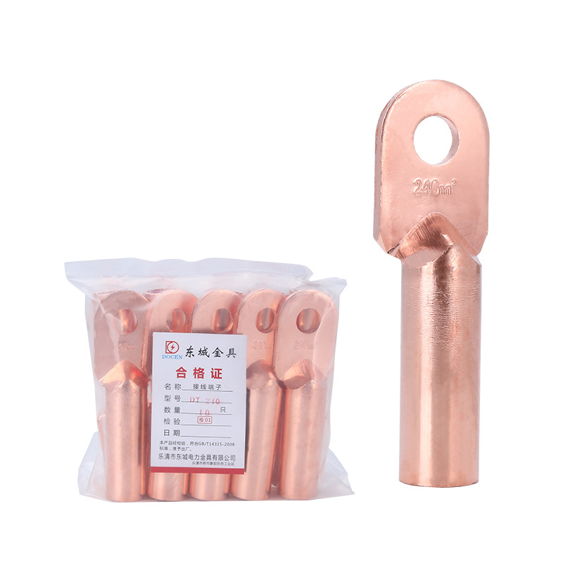 Dt Copper Nose Wiring Nose National Standard Thickeneded Copper Tinned Terminal Block Oil Wire Lug 16/2/35/50 Square Meters