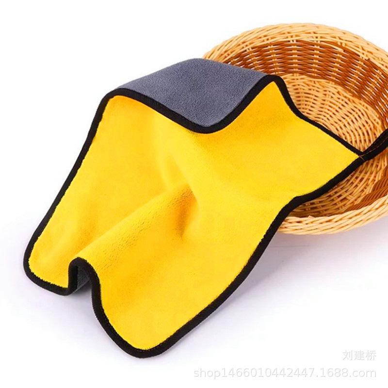 Coral Velvet Household Cleaning Kitchen Cleaning Car Wash Car Towel Rolled Dyeing Thickeneded Water-Absorbent Non-Shedding Two-Color Double-Sided