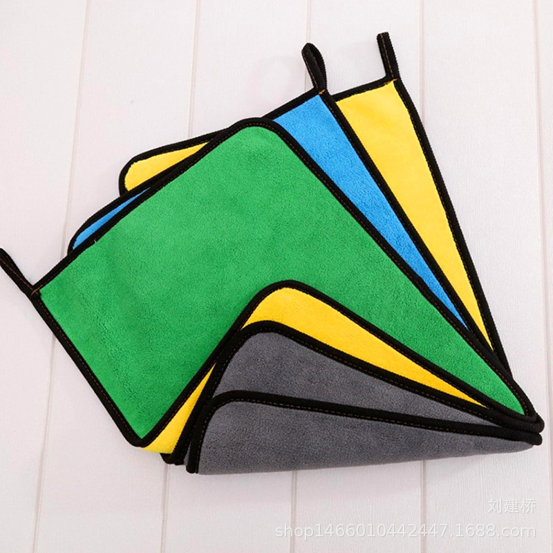 Coral Velvet Household Cleaning Kitchen Cleaning Car Wash Car Towel Rolled Dyeing Thickeneded Water-Absorbent Non-Shedding Two-Color Double-Sided