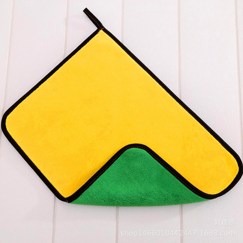 Coral Velvet Household Cleaning Kitchen Cleaning Car Wash Car Towel Rolled Dyeing Thickeneded Water-Absorbent Non-Shedding Two-Color Double-Sided