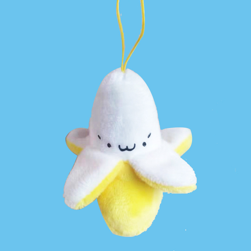 Toy stall wholesale banana Jun plush key pendant peeling banana plush doll schoolbag mobile phone pendant