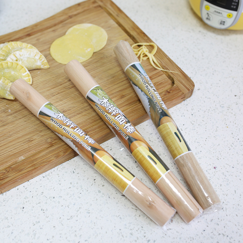 Solid wood rolling pin household dumpling skin small size kitchen stick plus size thick noodles noodle pressing stick non-stick baking tool