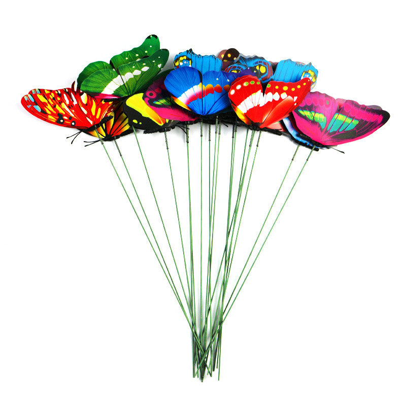 Pole Butterfly 3d Simulation Butterfly Single Layer Butterfly Pole PVC Party Garden Outdoor Decoration and Beautification