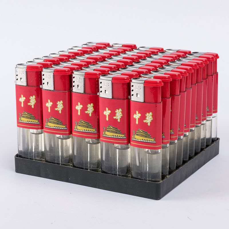 909 одноразовая зажигалка, оптовая продажа, прозрачный пластиковый стандартный открытый огонь, 50 штук, утолщенная, прочная упаковка