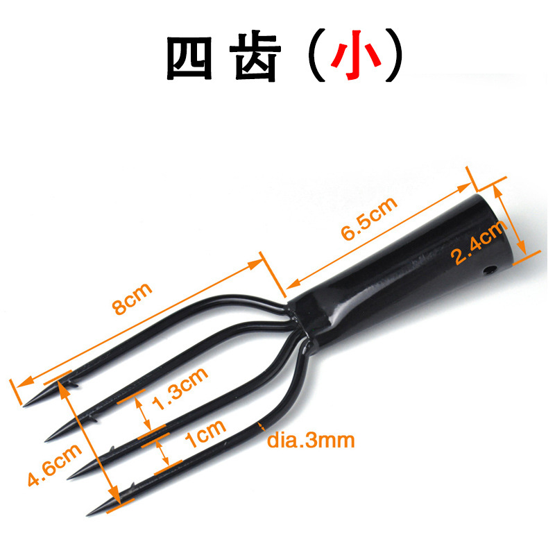 Spring steel harpoon head 3 4 5-tooth black five-tooth harpoon barbed fish pracker ice fishing gun anti-running fish