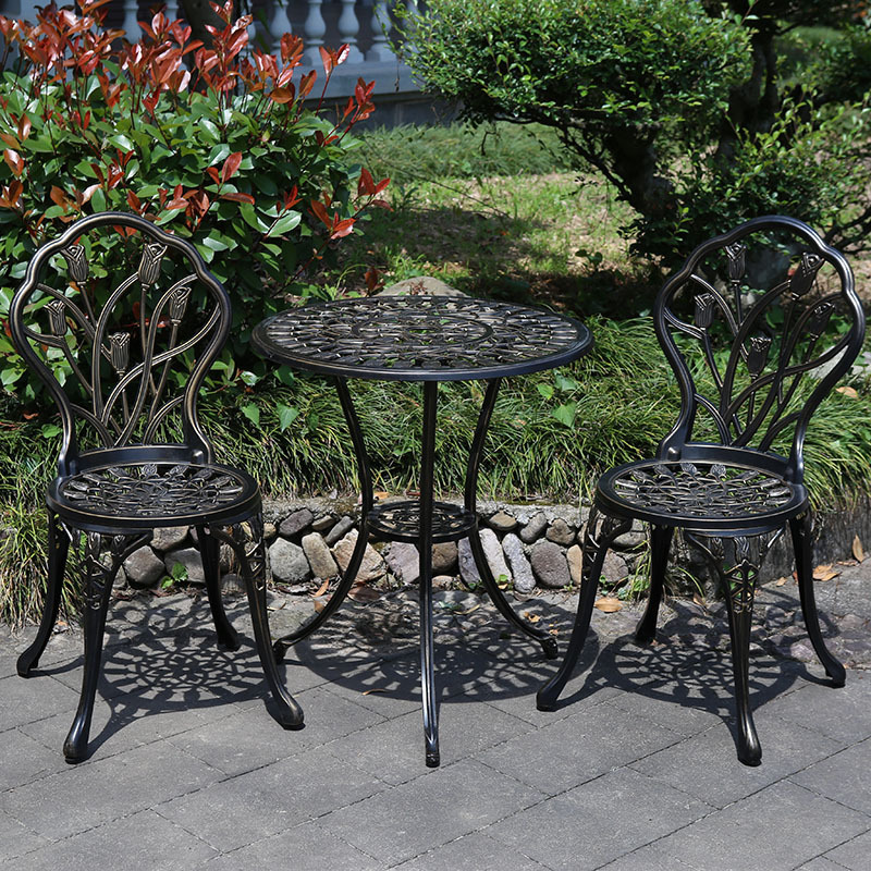 Outdoor Leisure Tables and Chairs Courtyard Community Villa Iron Cast Aluminum Three-Piece Set Balcony Outdoor Terrace Rest Furniture