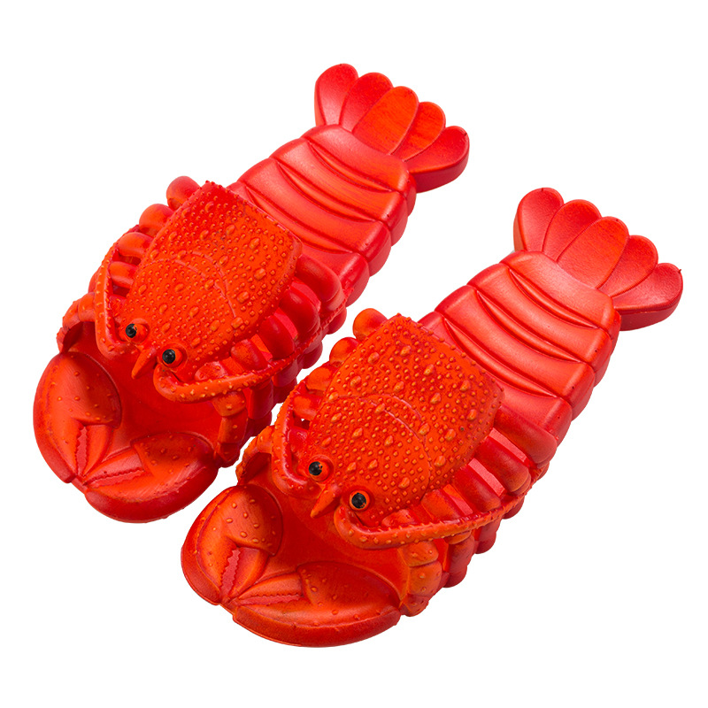 Cute Popular Creative Crayfish Women's Slippers Summer Family of Three Summer Slippers Cartoon Beach Vacation Slippers