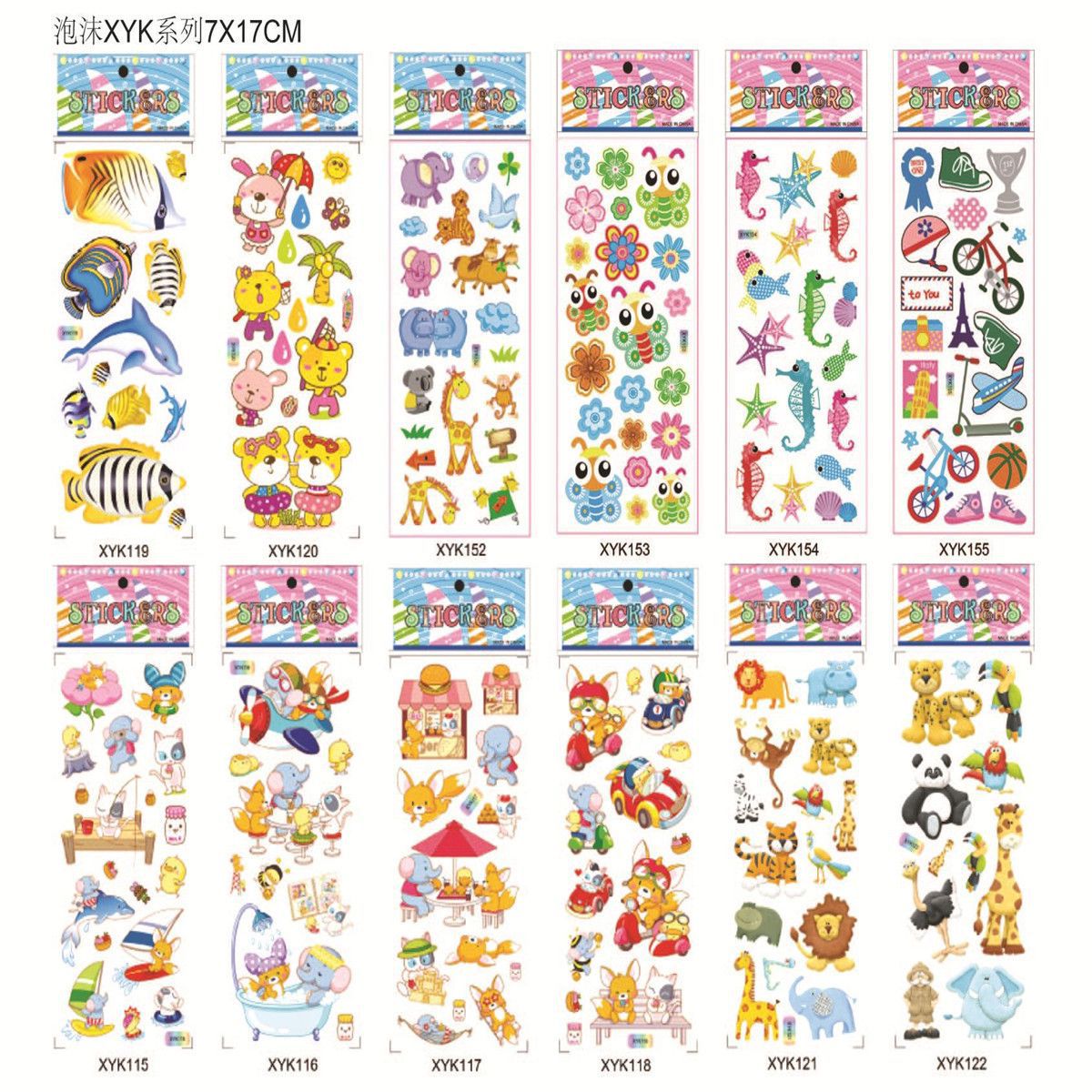 Cartoon stickers children's stickers 3D bubble dinosaur kindergarten early education reward boys baby girls paste