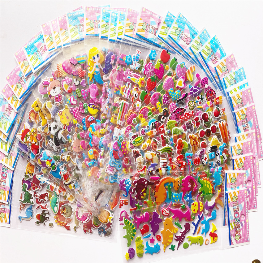 Cartoon stickers children's stickers 3D bubble dinosaur kindergarten early education reward boys baby girls paste