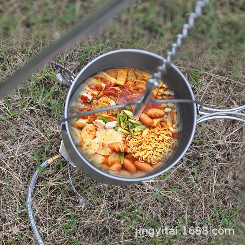 COMTAI Kang Titanium Outdoor Pure Titanium Combination Hanging Pot Large Capacity Camping Pot Folding Portable Picnic