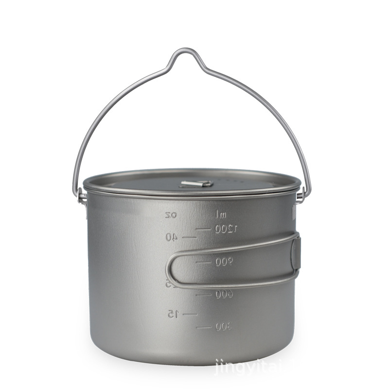 COMTAI Kang Titanium Outdoor Pure Titanium Combination Hanging Pot Large Capacity Camping Pot Folding Portable Picnic